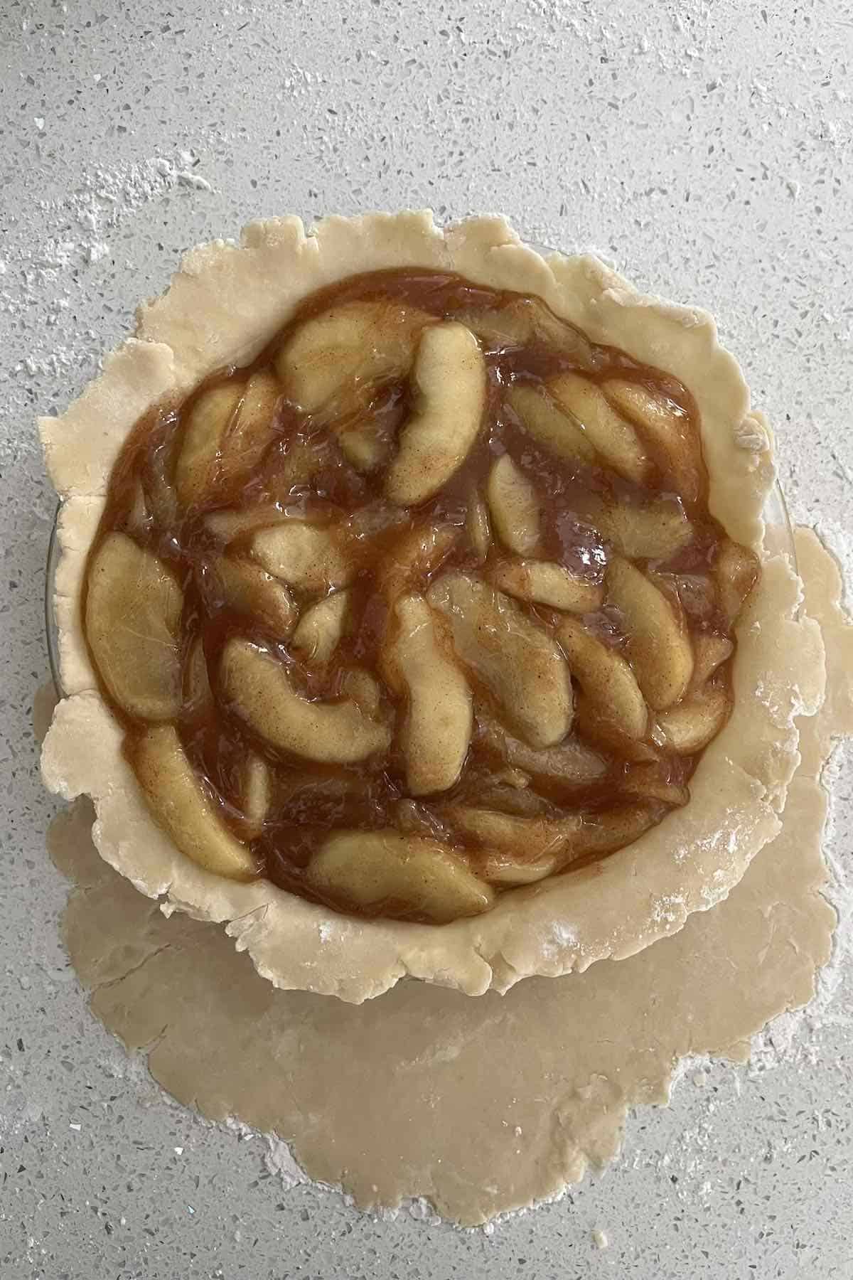 Pie filled with pie filling.