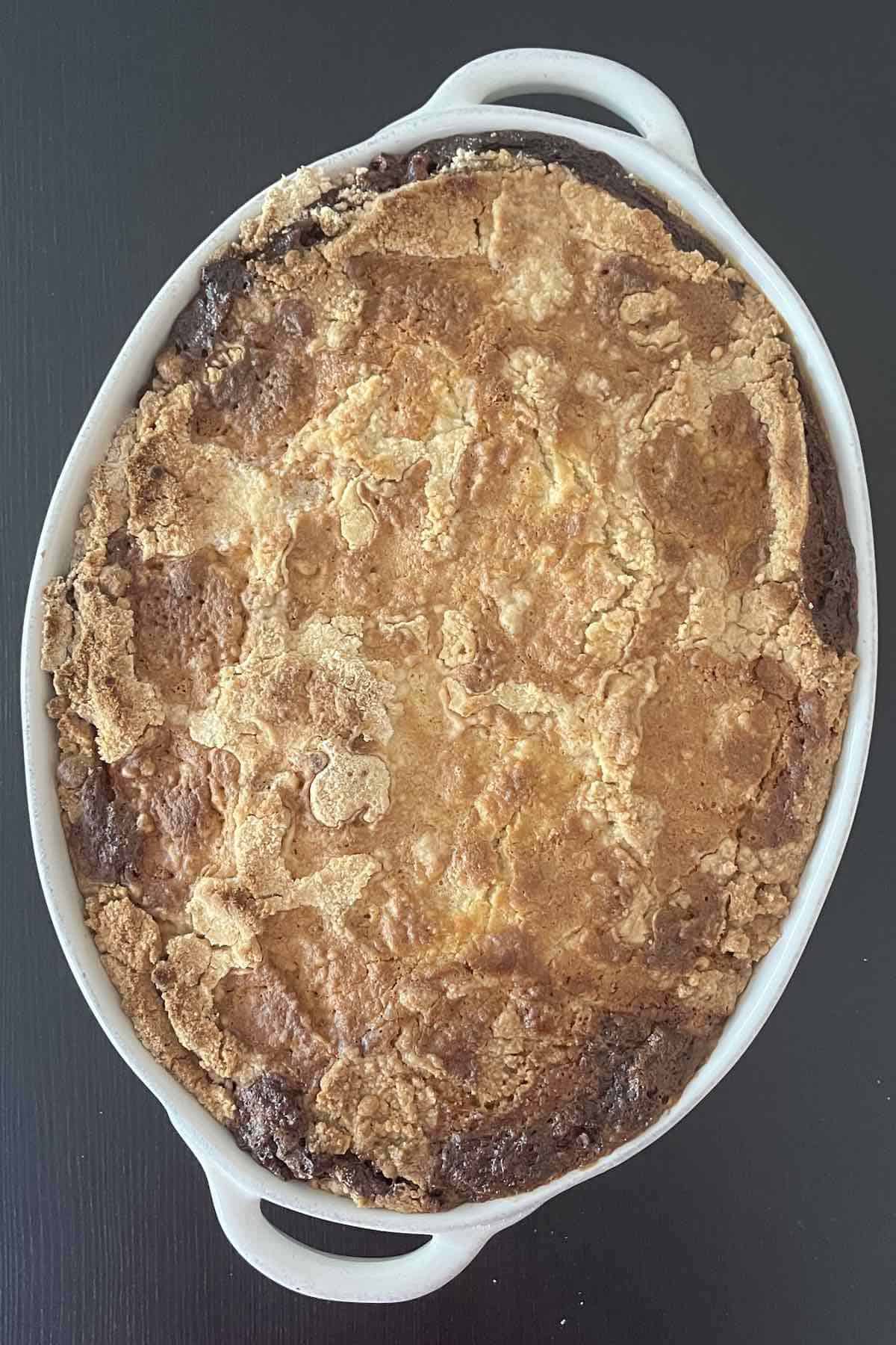 Baked pecan pie cobbler.