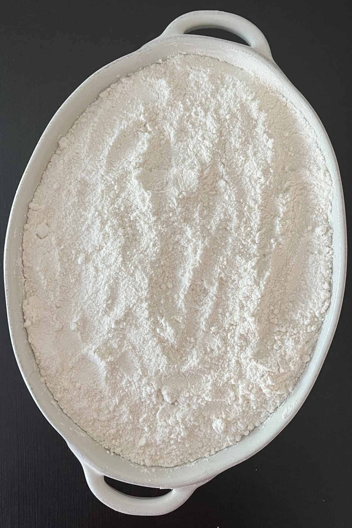 Cake mix sprinkled on the filling.