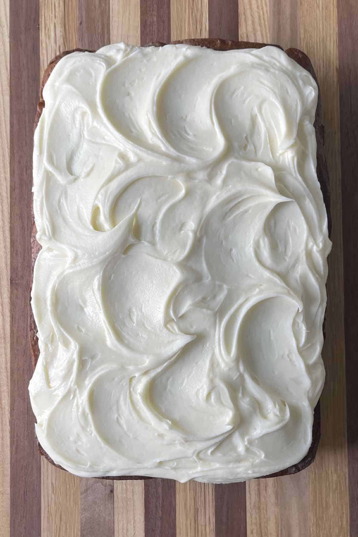 Frosted apple spice cake.