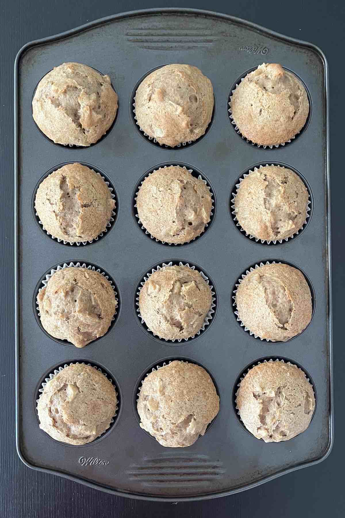 Baked apple pie muffins from the oven.