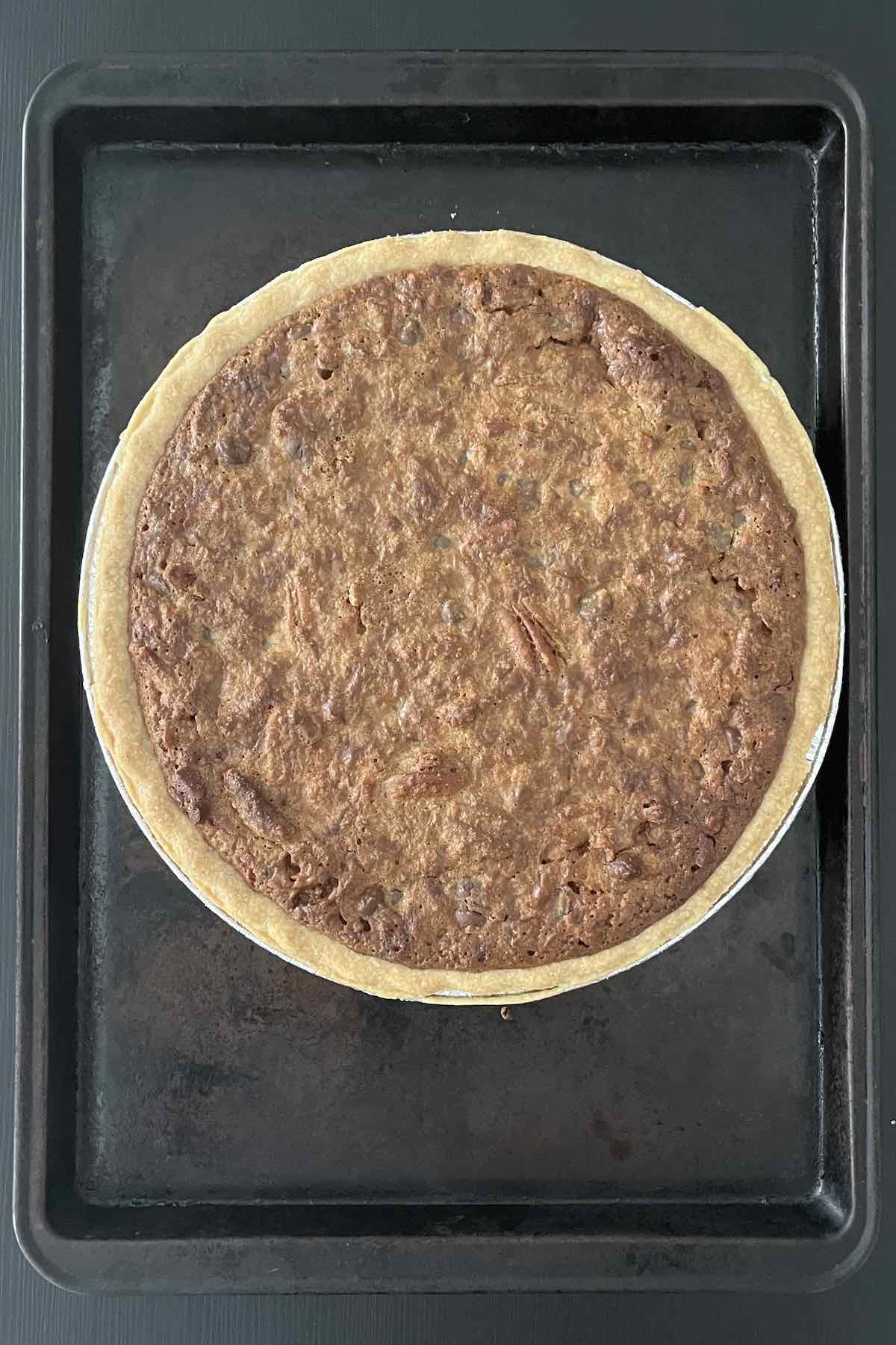 Baked texas trash pie from the oven.