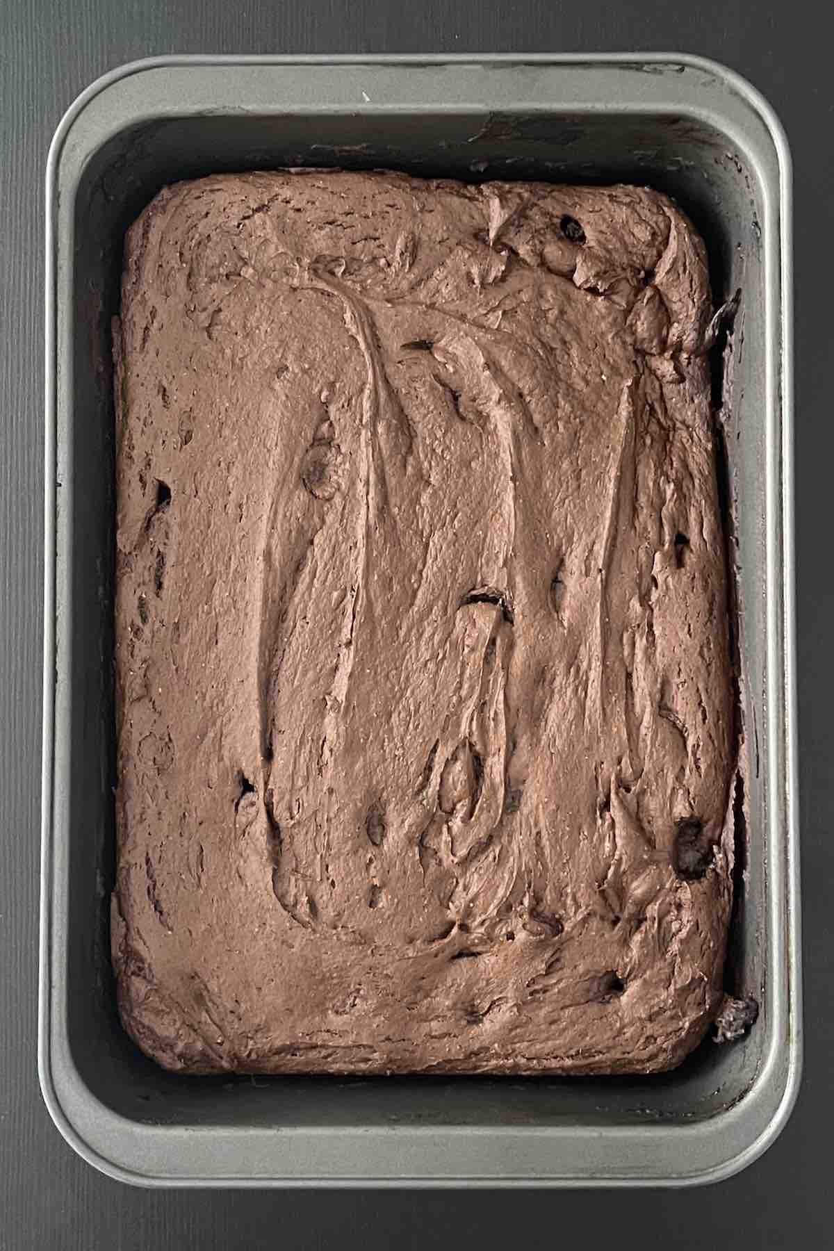 Baked chocolate peanut butter cup dump cake from the oven.