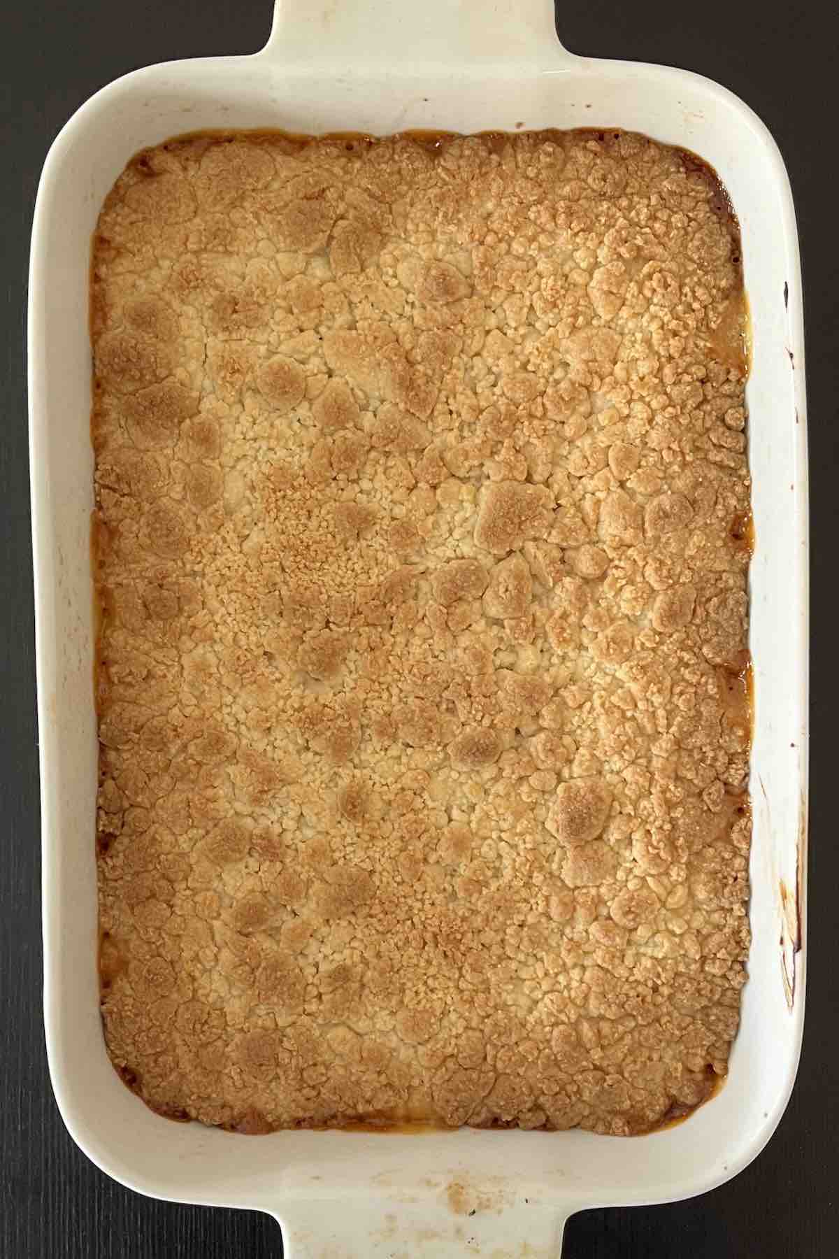 Baked key lime dump cake from the oven.