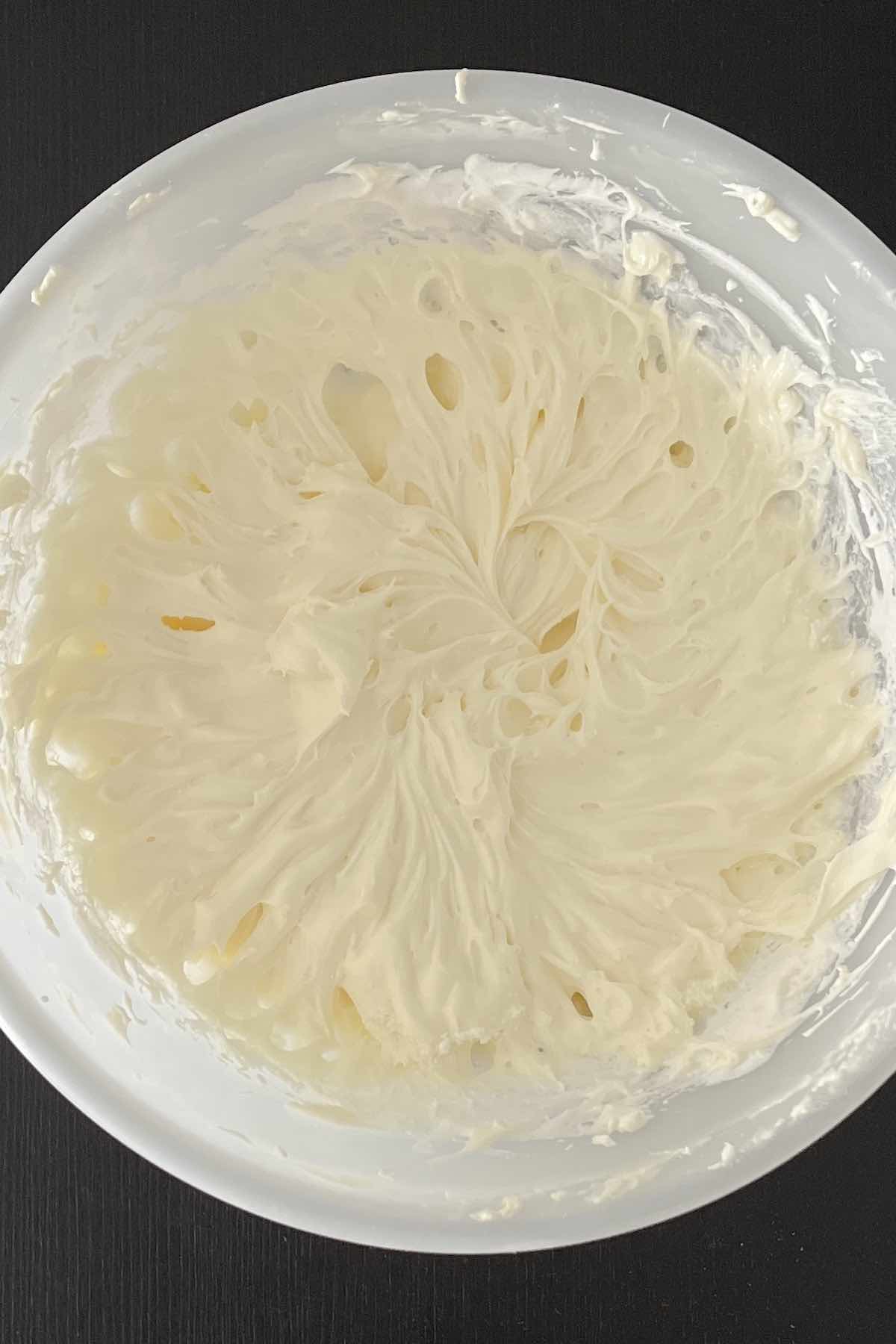 Cream cheese mixture in a bowl.
