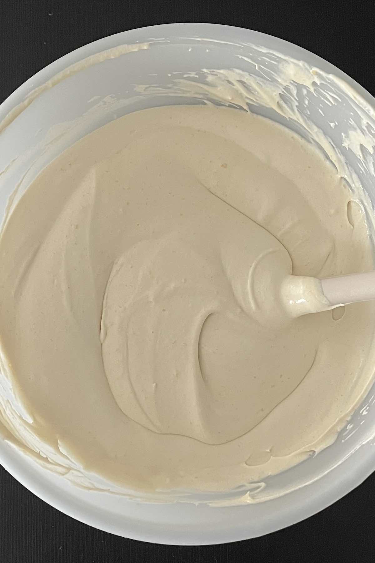 Cool whip folded into the pudding mix.